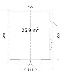 Garáž Roger 23,9 m2 s křídlovými dveřmi (450x550cm) tl. 44mm