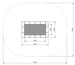 Zemní trampolína ORTA - obdelníková 1,5x2,5 m skákací plocha 1x2m