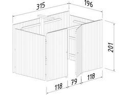 Úložný box pro přístřešek Karl 40,6 m2  ( 555x196 cm ) 19mm