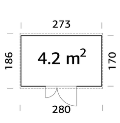 Zahradní domek Leif 4,2 m2 273 x 170 cm tl. 16