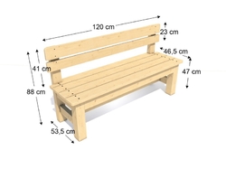 Dřevěná lavice Zuzana 120 x 53,5 x 88 cm -  bez impregnace bez impregnace