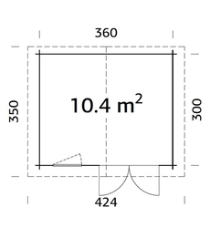 ZAHRADNÍ DOMEK Klara 10,4 m2 (380cm x 320cm) tl. 28mm
