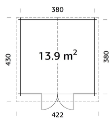 ZAHRADNÍ DOMEK Lotta 13,9m2 (400cm x 400cm) tl. 34mm