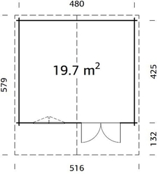 ZAHRADNÍ DOMEK  Britta 19,7 m2 (500cm x 445cm) tl. 40mm