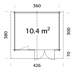 ZAHRADNÍ DOMEK Emma 10,4 m2 (380cm x 320cm) tl. 34mm