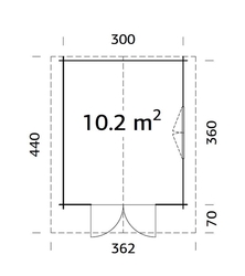 ZAHRADNÍ DOMEK Sally 10,2 m2 (320cm x 380cm) tl. 44mm