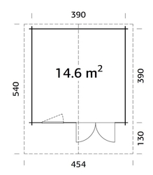 ZAHRADNÍ DOMEK Britta 14,6 m2 (410x410cm) tl. 40mm