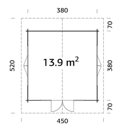 ZAHRADNÍ DOMEK Irene 13,9 m2 (400x400cm) tl. 34mm