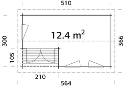 ZAHRADNÍ DOMEK Susanna 12,4 m2 (530x320cm) tl. 44mm