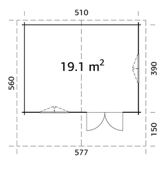 ZAHRADNÍ DOMEK Sally 19,1 m2 (530x410cm) tl. 44mm