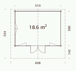 ZAHRADNÍ DOMEK Helena 18,6 m2 (530x410cm) tl. 70mm
