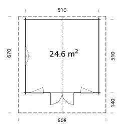 ZAHRADNÍ DOMEK Helena 24,6 m2 (530x530cm) tl. 70mm