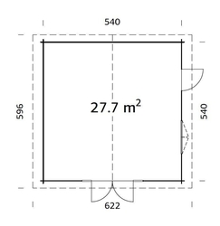 ZAHRADNÍ DOMEK Irene 27,7 m2 (560x560cm) tl. 70mm