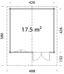 ZAHRADNÍ DOMEK Britta 17,5 m2 446 x 446 cm tl.:40 mm