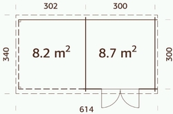 ZAHRADNI DOMEK Ella 6,9 + 10,0 m2 610 x 320 cm tl.: 28 mm