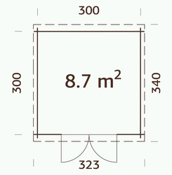 ZAHRADNI DOMEK Ella 8,7 m2 320 x 320 cm tl.: 28 mm