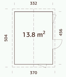 ZAHRADNI DOMEK Hedwig 13,6 m2 332 x 294 mm tl.:18 + 70 mm