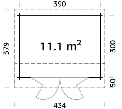 Zahradní domek INES 11,1 m2 410 x 320 cm tl 44 mm.