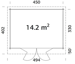 Zahradní domek LEA 14,2 m2 470 x 350 cm tl. 44 mm