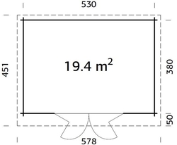 Zahradní domek LEA 19,4 m2 550 x 400 cm tl 44. mm
