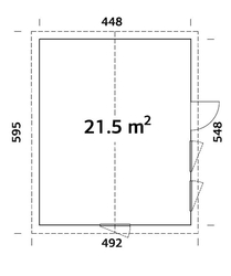 Zahradní dům NORDIC+ CHARLOTTE 21,5 m2 448x548 cm tl. stěny 160 mm