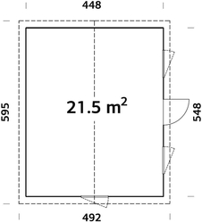Zahradní dům NORDIC+ PERNILLA 21,5 m2 448x548 cm tl. stěny 160 mm