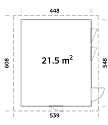 Zahradní dům NORDIC+ ANNIKA 21,5 m2 448x548 cm tl. stěny 160 mm