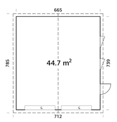 Garáž NORDIC+ Andre 44,7 m2 665x739 cm tl. stěny 160 mm