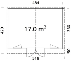 ZAHRADNÍ DOMEK Klara 17 m2 504 x 380 cm tl.: 28 mm