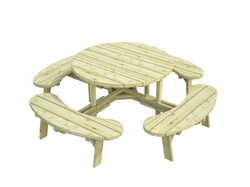 Dřevěný zahradní párty stůl s lavicemi PALMAKO OSCAR - zelená impregnace 222x222 cm tl. 44 mm