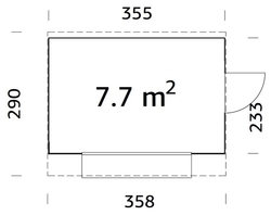 Prodejní stánek Kira 7,7 m2 (355x233cm) tl. 16mm