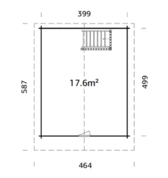 Zahradní domek KENDRA 18,4 m2 (399x499cm) tl. 70mm