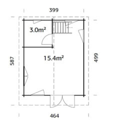 Zahradní domek KENDRA 18,4 m2 (399x499cm) tl. 70mm
