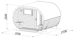 Barelová sauna Anette 3,0 + 1,5 m2  (bez kamen) .