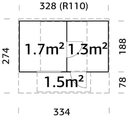 Barelová sauna Anette 3,0 + 1,5 m2  (bez kamen) .