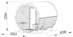 Barelová sauna Anita 1,3 + 0,7 m2 (bez kamen) - prosklenná .