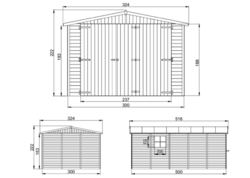 Dřevěná garáž 500 x 300 cm Dřevěná garáž