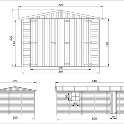 Dřevěná garáž 600 x 300 cm Dřevěná garáž