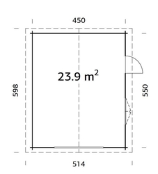 Garáž Roger 23,9 m2 - bez dveří (450x550cm) tl. 44mm