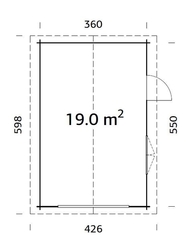 Garáž Roger 19 m2 - bez dveří (380x570cm) tl. 44mm