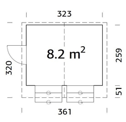 Prodejní stánek Stella 8,2 m2 323 x 259 cm tl. 16 mm
