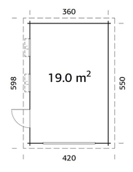 GARÁŽ Rasmus 19 m2 -bez dveří (380x570cm) tl. 44mm