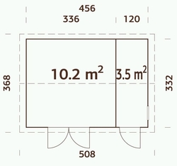 ZAHRADNÍ DOMEK Olaf 13,7 m2 456 x 332 cm .: tl. 18 + 70 mm