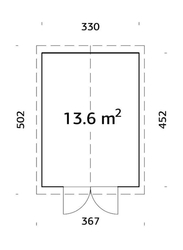 Zahradní nářaďový domek Martin 13,6 m2 tl. 18+70mm  rozměr 330x452 cm