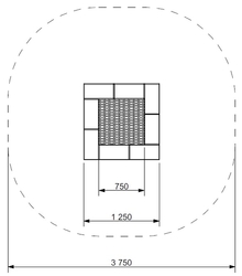 Zemní trampolína PAKO - čtvercová 1,25 m skákací plocha 0,75x0,75m