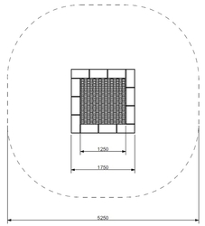 Zemní trampolína PAKO - čtvercová 1,75 m skákací plocha 1,25x1,25m