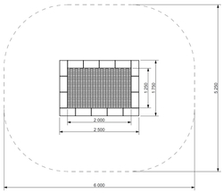 Zemní trampolína ORTA - obdelníková 1,75x2,5 skákací plocha 1,25x2m