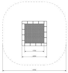 Zemní trampolína PAKO - čtvercová 2,25 m skákací plocha 1,75x1,75m