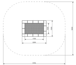 Zemní trampolína ORTA - obdelníková 1,5x2,25 m skákací plocha 1x1,75m