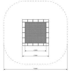 Zemní trampolína PAKO - čtvercová 2,5 m skákací plocha 2x2m